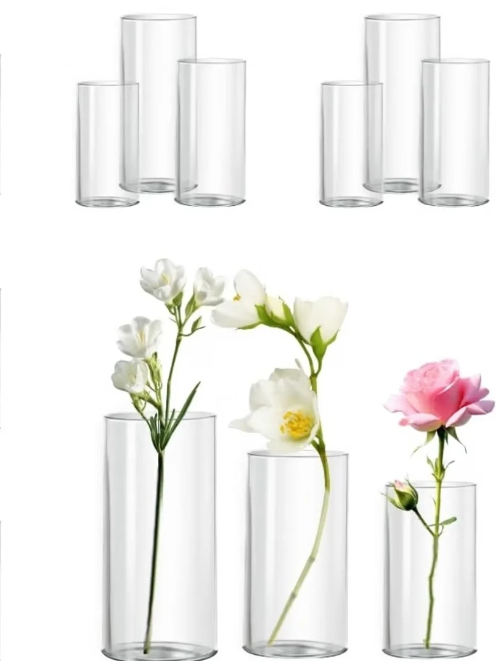 NWT Set of 18 Clear Glass Cylinder Vases Wedding Centerpieces